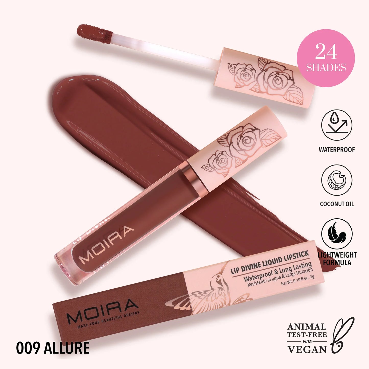 Lip Divine Liquid Lipstick (LDV009, Allure) 3pc Bundle