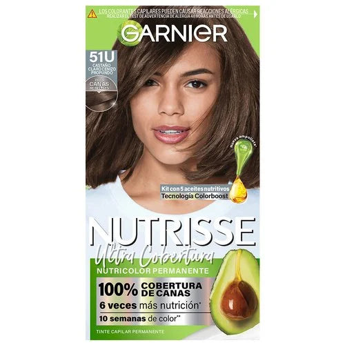 Garnier Nutrisse Tinte Ultra Cobertura - 51U Castaño Claro Cenizo Clásico