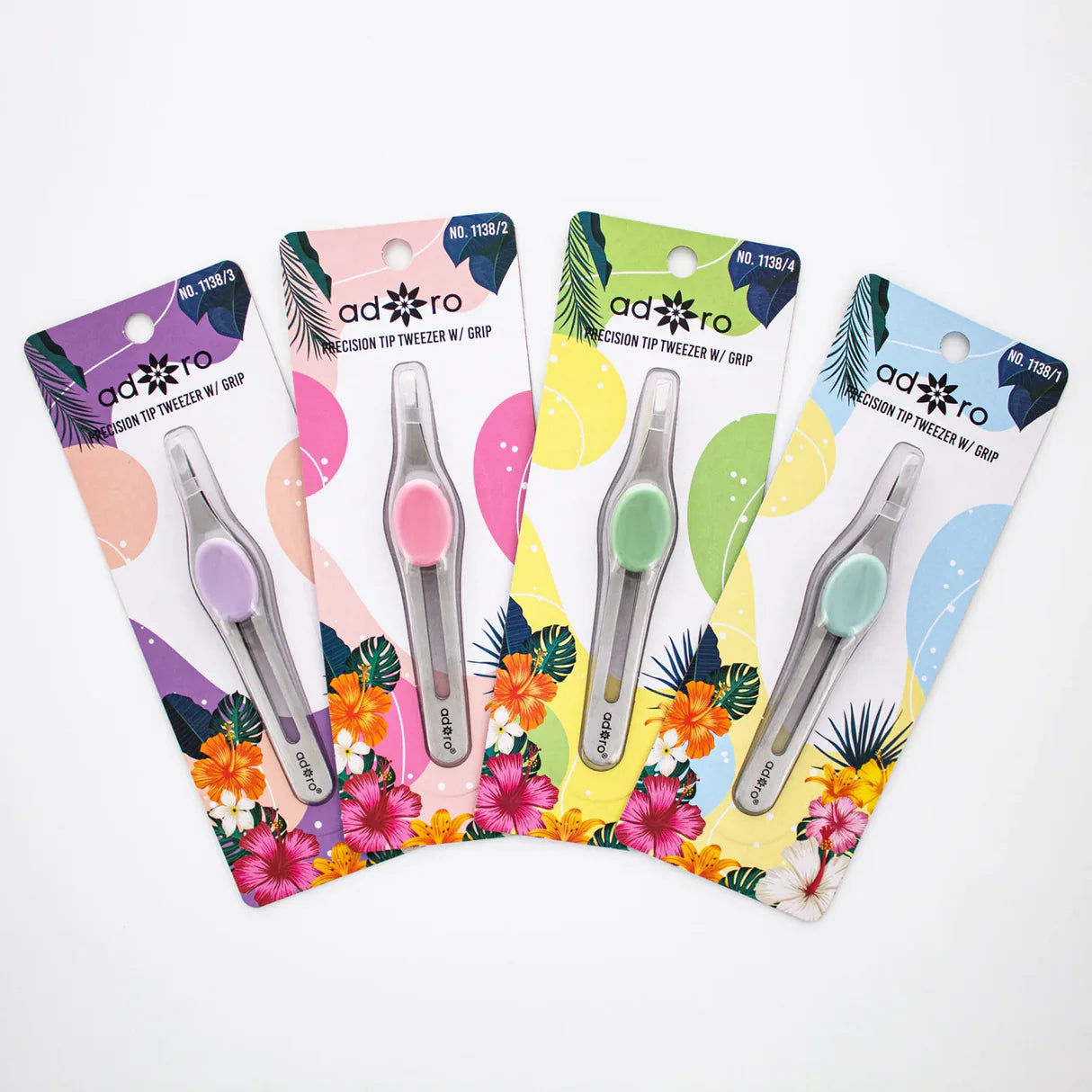 1138 Adoro Slant Rip Tweezers with Grip 12pc Set