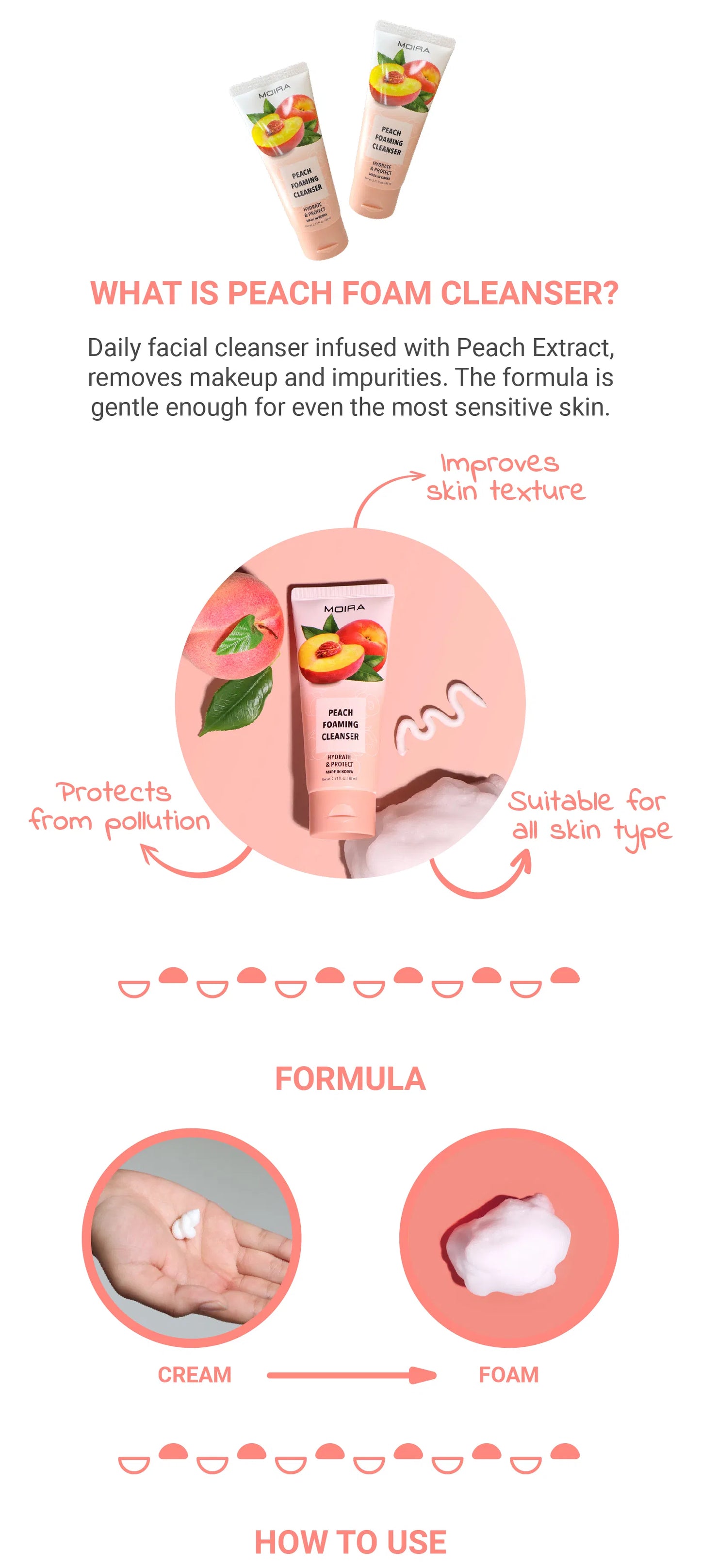 FOC002 Peach Foaming Cleanser 3pc Bundle