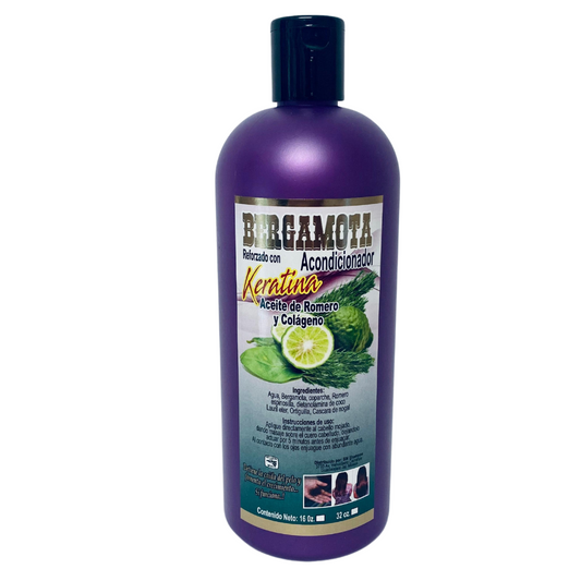 Acondicionador de Bergamota con Keratina 32oz Envase Blanco