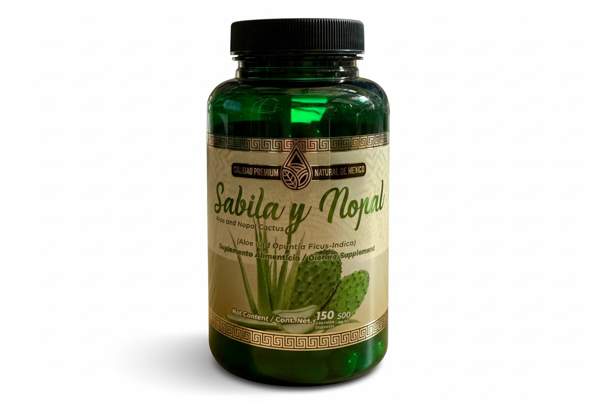 Natural de Mexico Sabila y Nopal Cont. 150 Capsulas