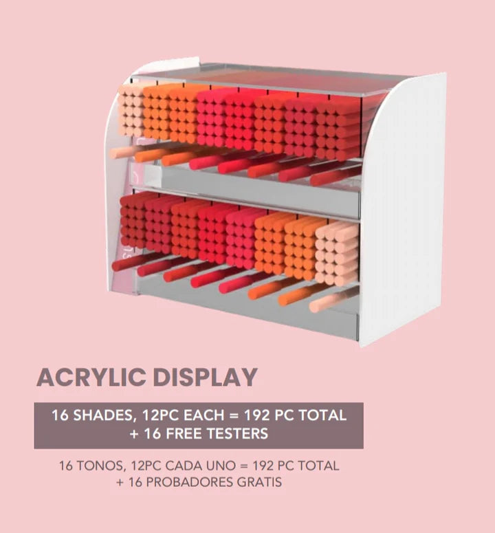 BCWLLD Beauty Creations Wooden Lip Pencils Acrylic Display