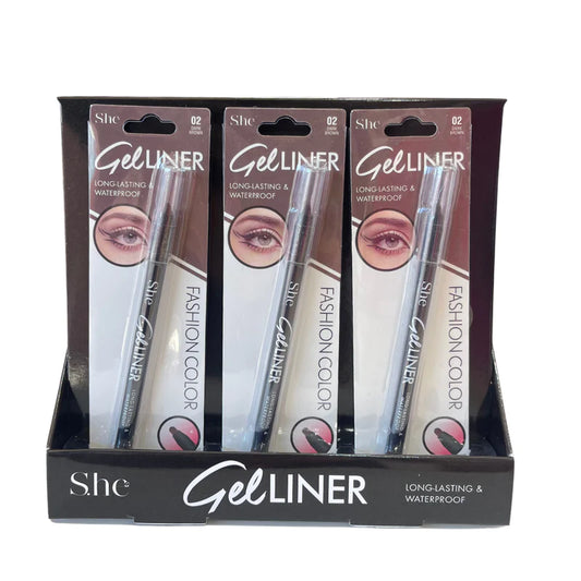 EL510-2 S.he Makeup Gel Eyeliner Dark Brown Waterproof Pencil Display