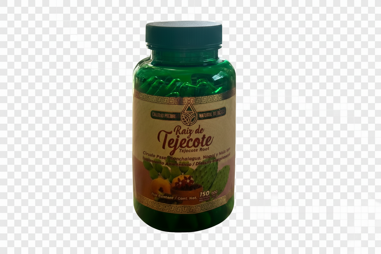 Raiz de Tejocote con Ciruela Pasa, Tlanchalagua, Nopal y Hoja Sen. Cont. 150 Capsulas