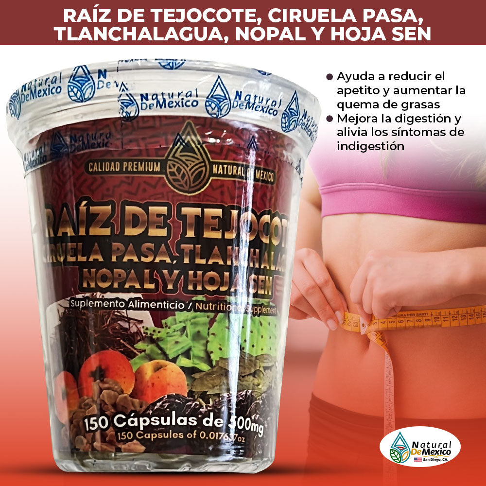 Raíz De Tejocote Ciruela Pasa, Tlanchalagua, Nopal Y Hoja Sen Capletas