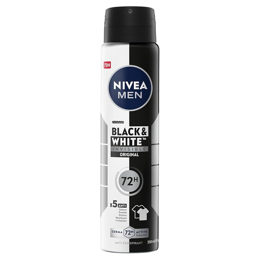Nivea Men Antiperspirant Deodorant Spray On - Black & White Invisible Original 150ml