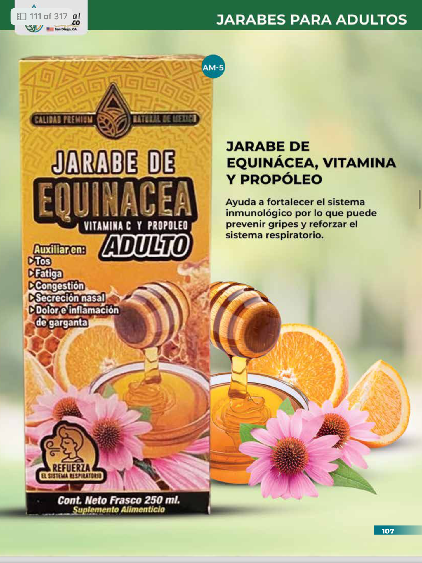 AM-5 Jarabe de Equinácea Vitamina C Y Propóleo Adulto