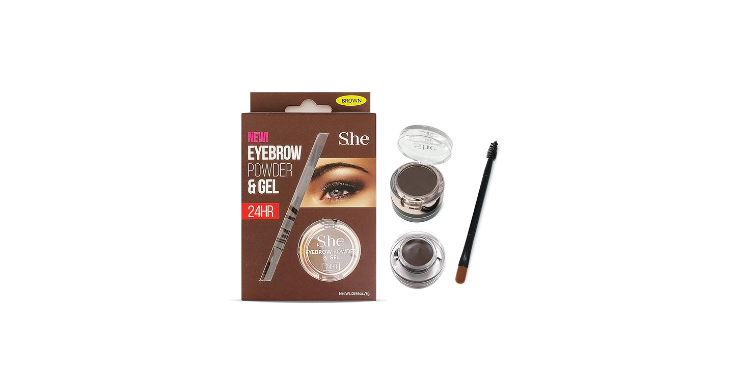 EG116BR - She Eye Brow Gel & Powder (Brown) 4PCS