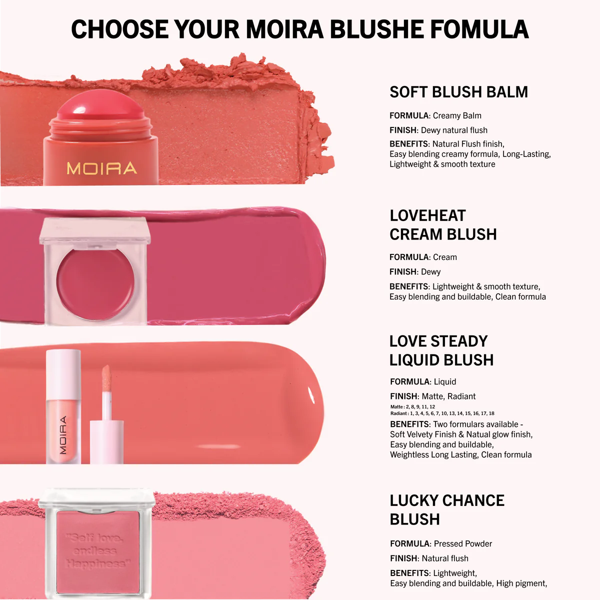 Moira Soft Blush Balm (SBB002, Sweet On You) 3pc Bundle