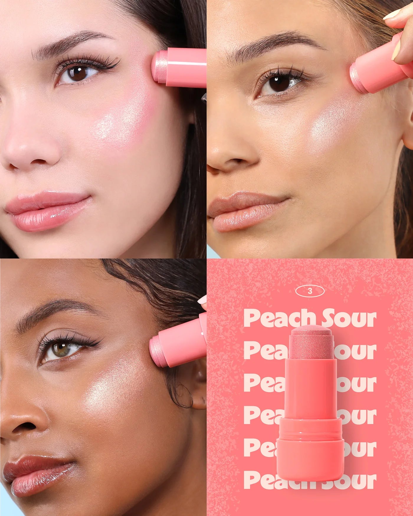 Moira Icy Glow Jelly Stick (IJS003, Peach Sour) 3pc Bundle