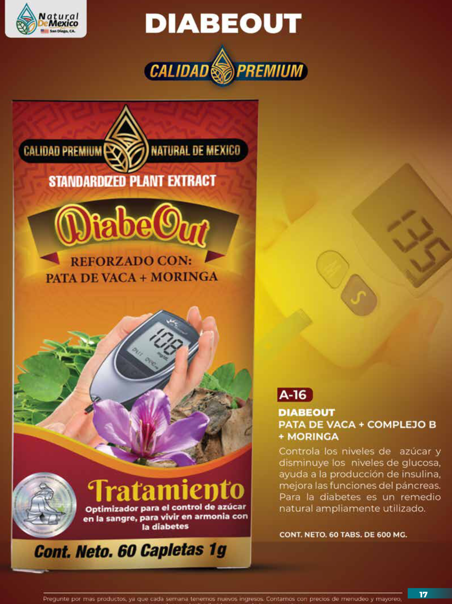 A-16 Diabe Out Reforzado con Pata de Vaca y Moringa Cont. 60 Capletas