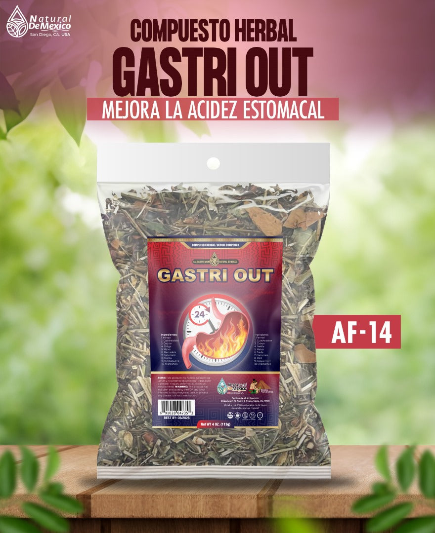 AF-14 Gastri Out Compuesto, Te Herbal 4oz