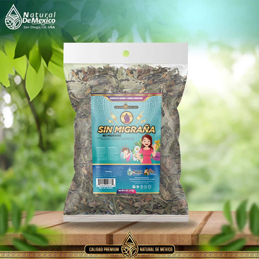 AF-23 Sin Migraña Compuesto Herbal / Tea 4 oz. 113 gr. Soporte Natural para la Migraña