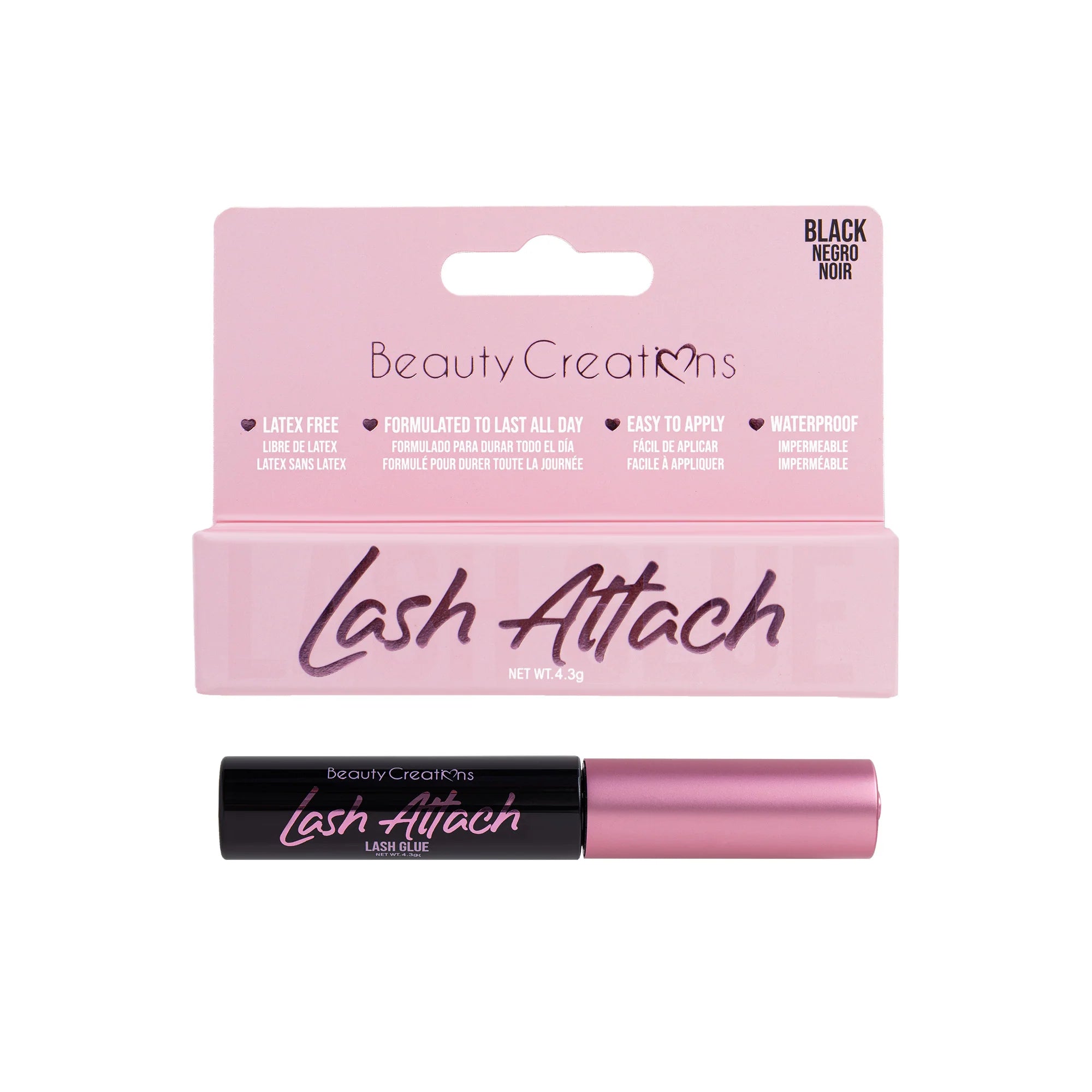 LABBLK Beauty Creations Lash Attach BrushOn Black 6pc Set J Cosmetics Sac