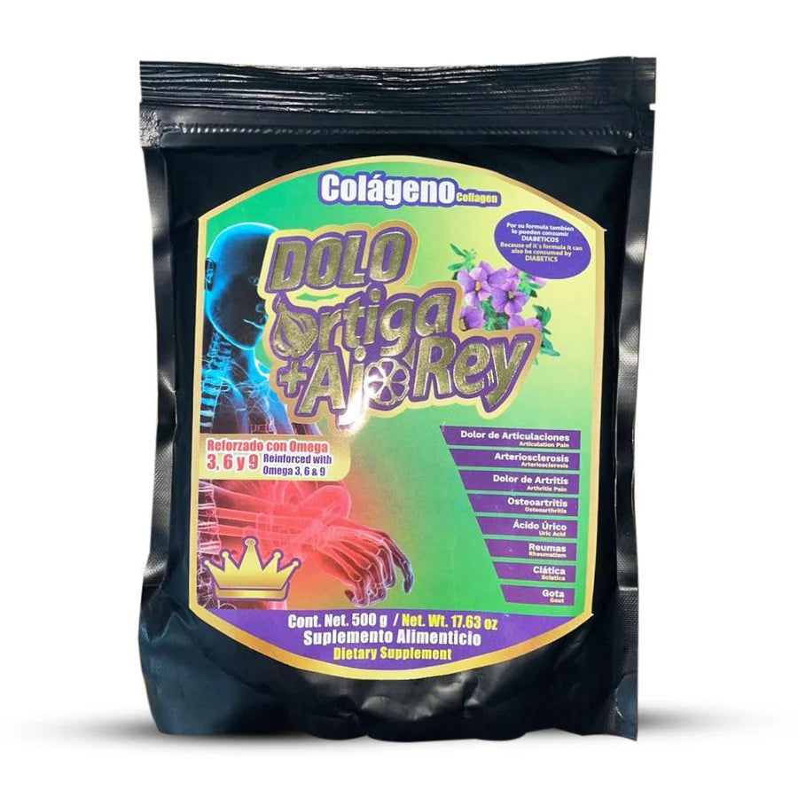 Suplemento en Polvo Dolo Ortiga + Ajo Rey Cont. 500g