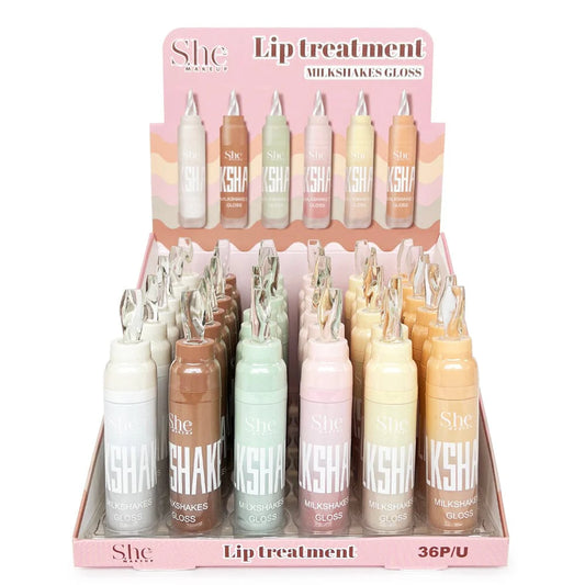LG21 She Makeup Milkshake Lip Treatment Gloss Display 36PC 6 Flavors