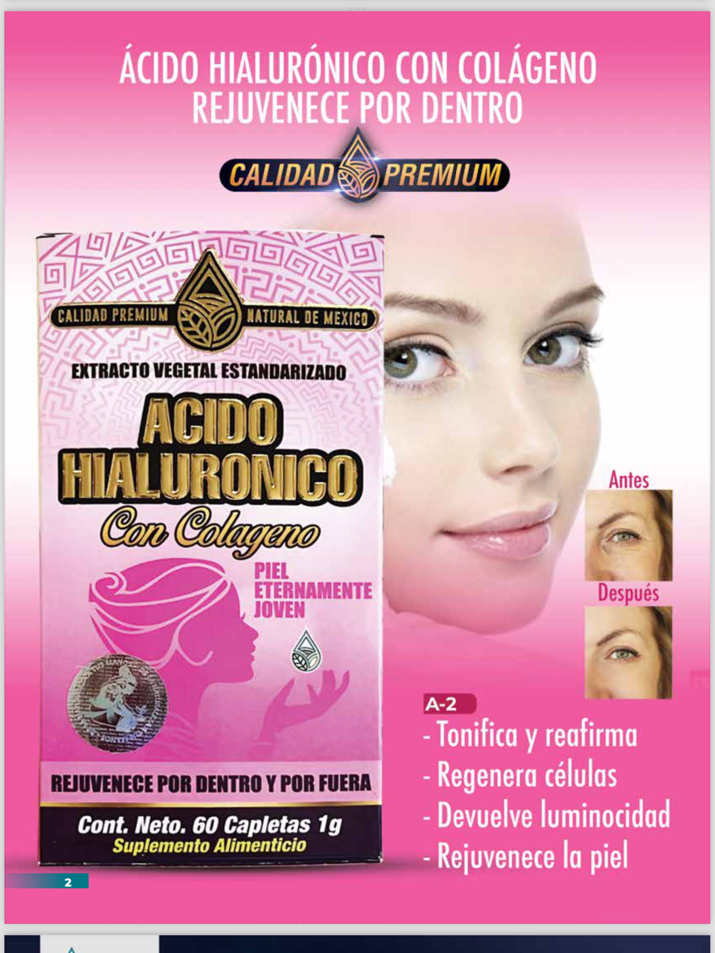 A-2 Acido Hialuronico con Colageno Cont. 60 Capletas