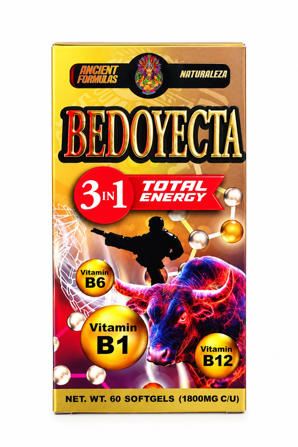 Natural De Mexico Premium Bedoyecta 3 EN 1 Total Energy B6+B1+B12 60 Capletas