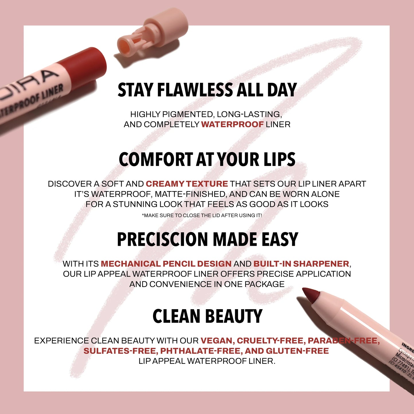 Lip Appeal Waterproof Liner (007, Seduced) 3pc Set