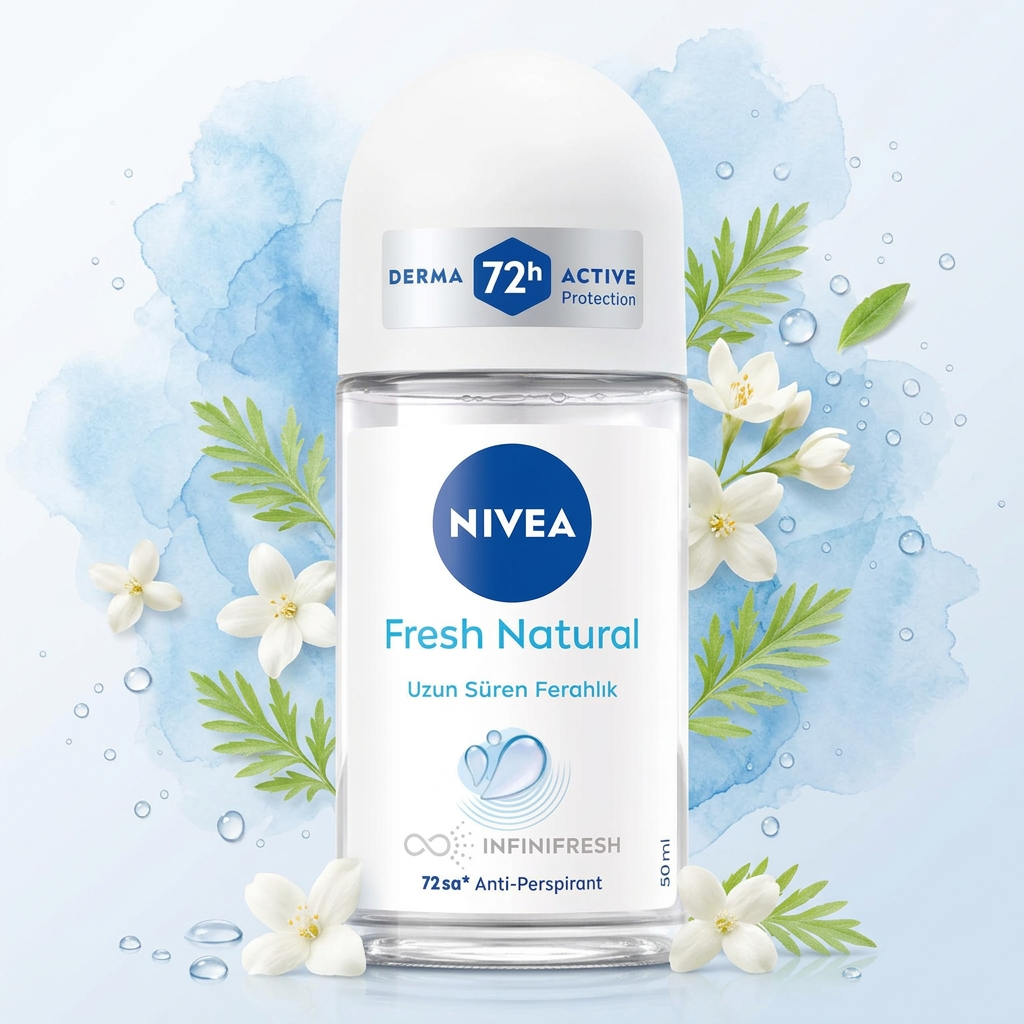 Nivea Fresh Natural Woman Roll-on Deodorant Antiperspirant Antibacterial 50ML