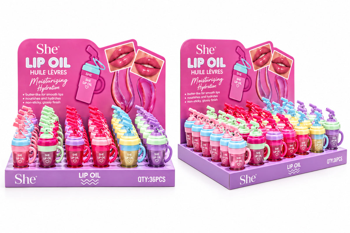 LO1098 S.HE Makeup Shimmer Lip Oil Tumbler Display (36PCS)