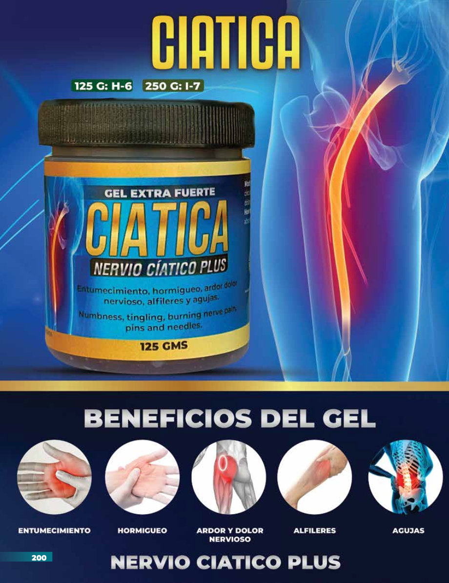 H-6 Gel Extra Fuerte Ciatica Para el Nervio Cíatico Plus 125gr