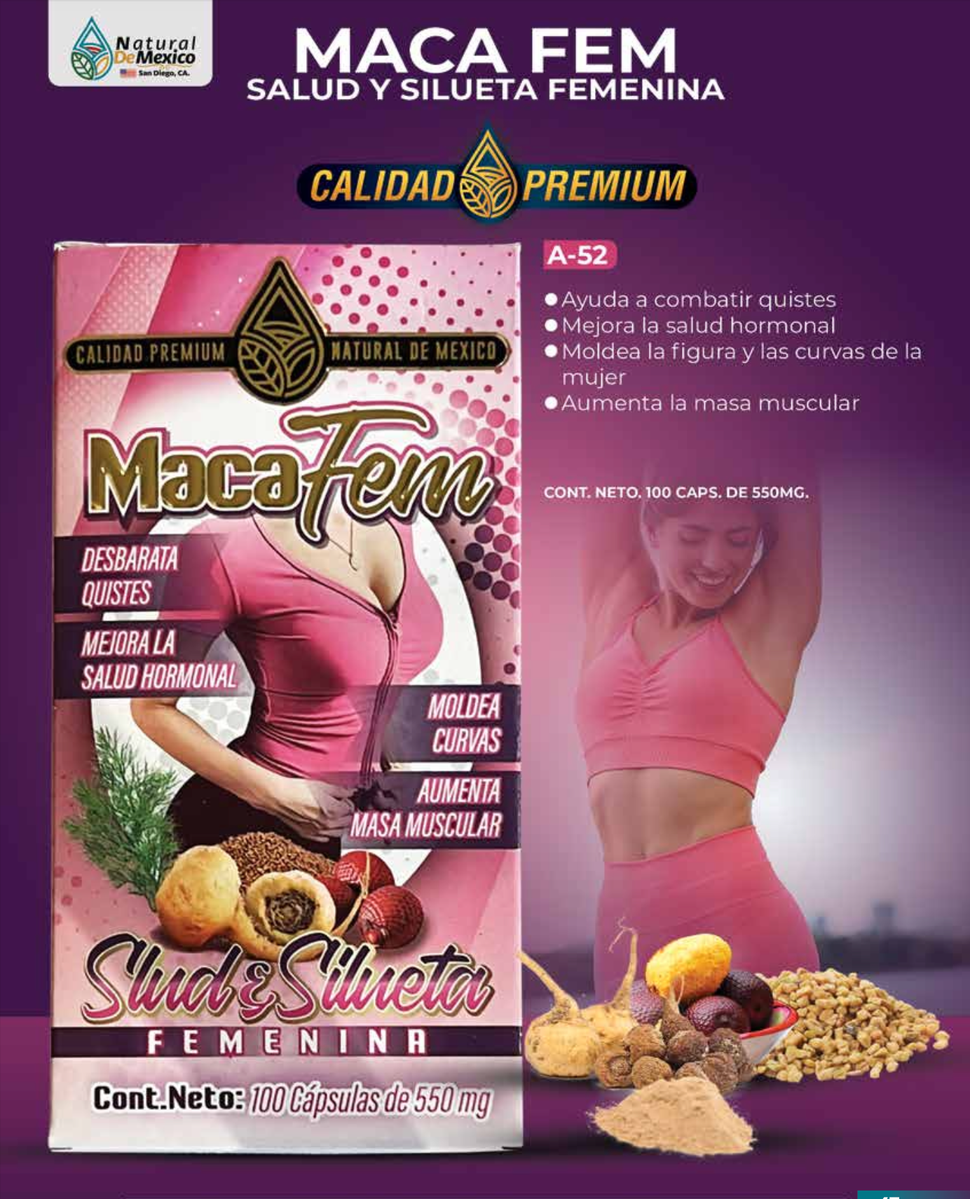 A-52 Maca Fem Salud Y Silueta Femenina Cont. 100 Capletas