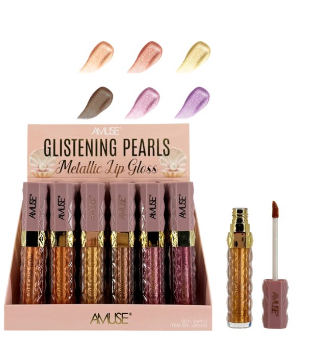 2195 - Amuse Glistening Pearls Metalic Lip Gloss Display