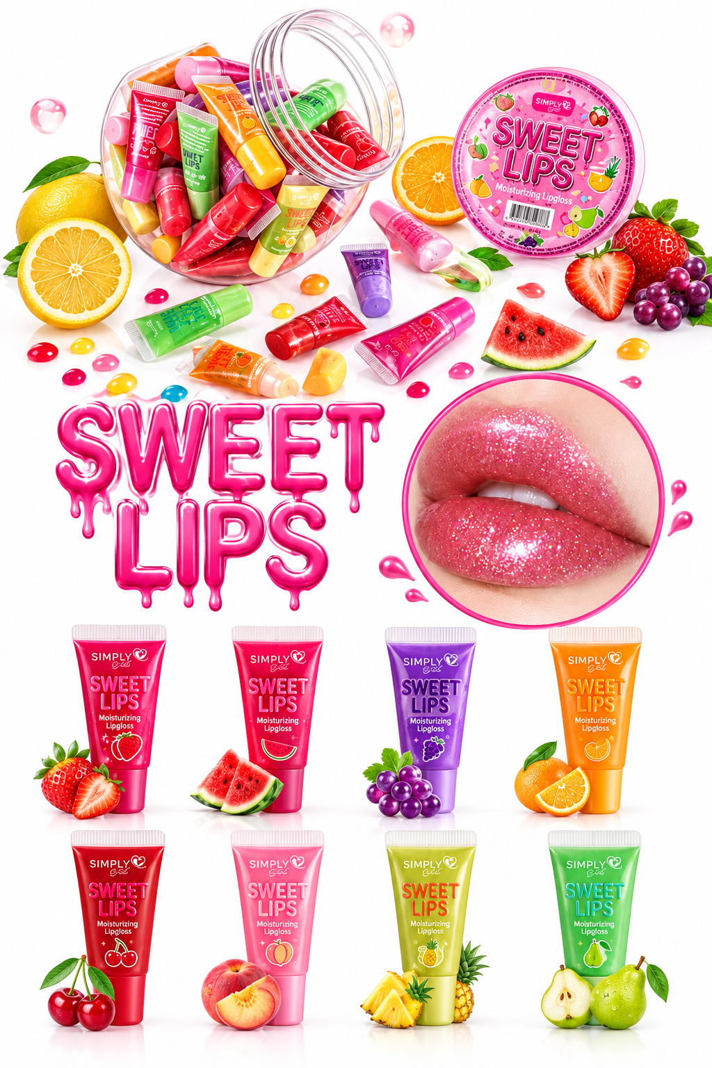S135 Simply Bella Sweet Lips Mini Shiny Lipgloss Display (40PCS)