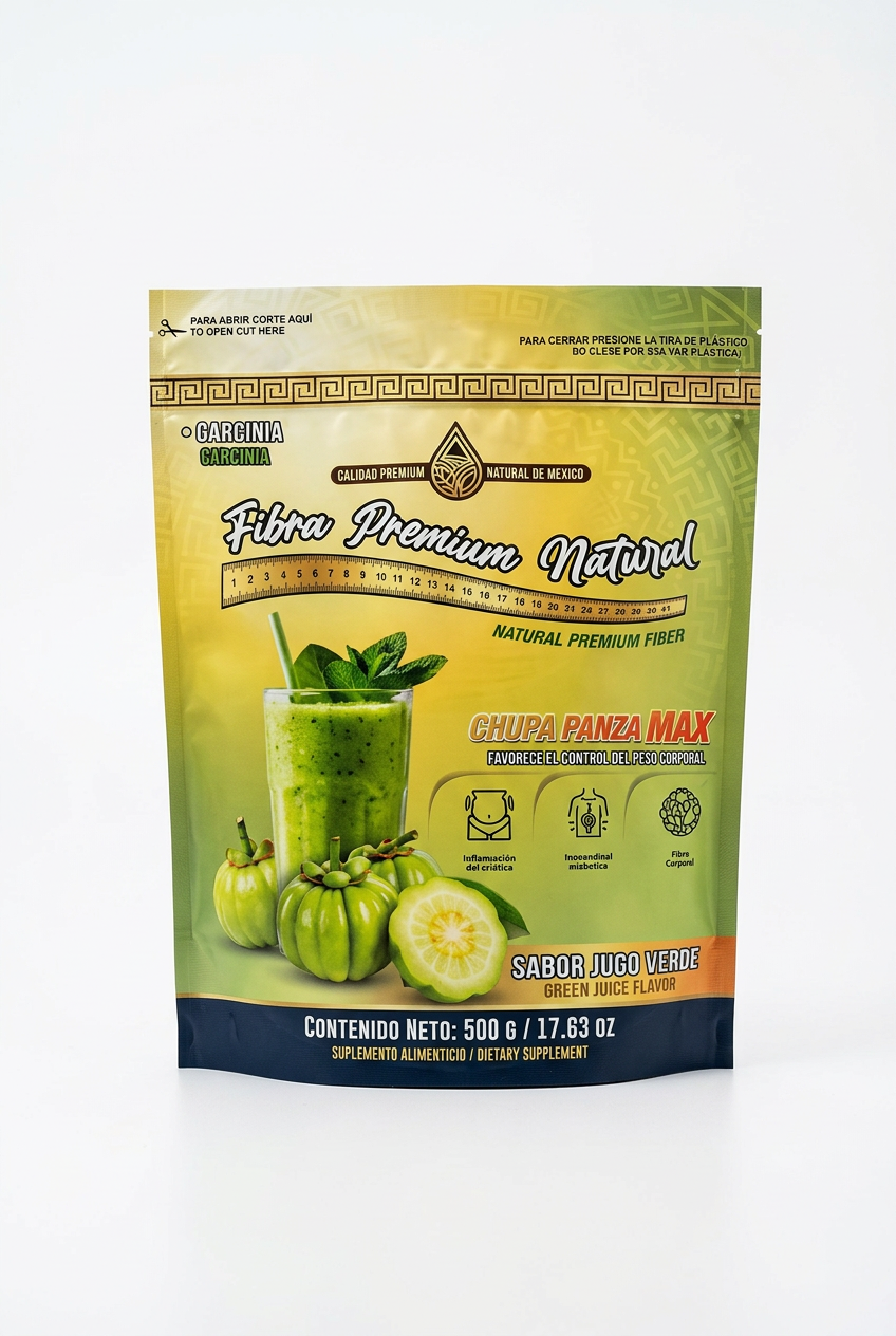 Fibra Premium Natural Chupa Panza MAX Sabor Jugo Verde 500G