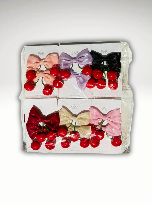 KHP-11111-  Cherry Bow Hair Accessories 12PC Display