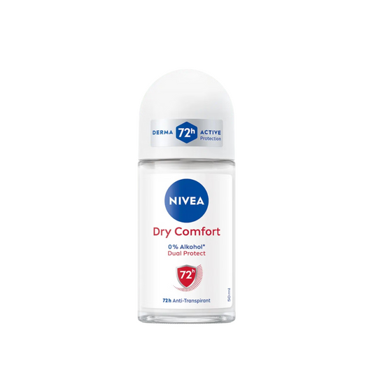 Nivea Antiperspirant Deodorant Roll On - Dry Comfort Dual Protect 50ml