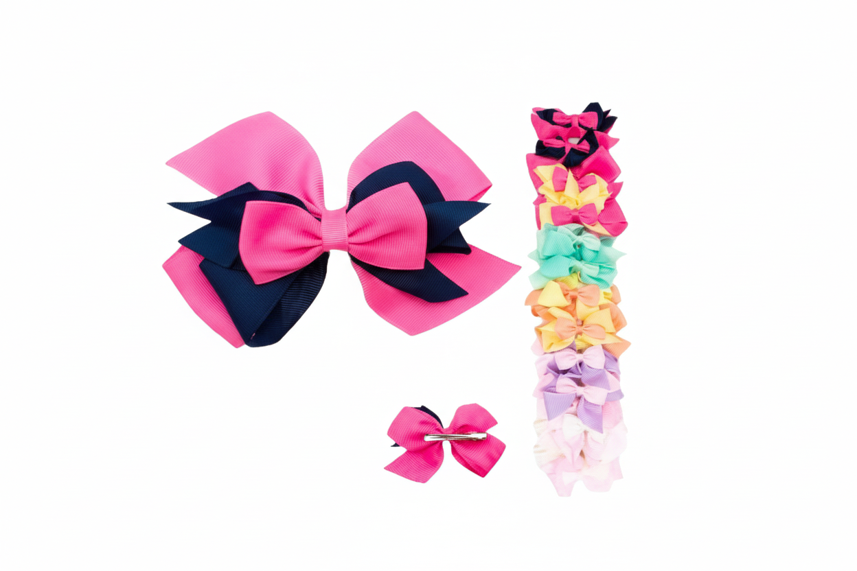 KBH-9185 Hair Mixed-Color Clip-On Bows for Girls