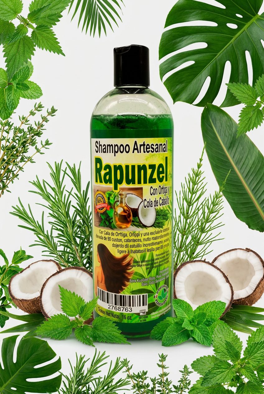Shampoo Artesanal - Rapunzel Con Ortiga Y Cola De Caballo 16Oz
