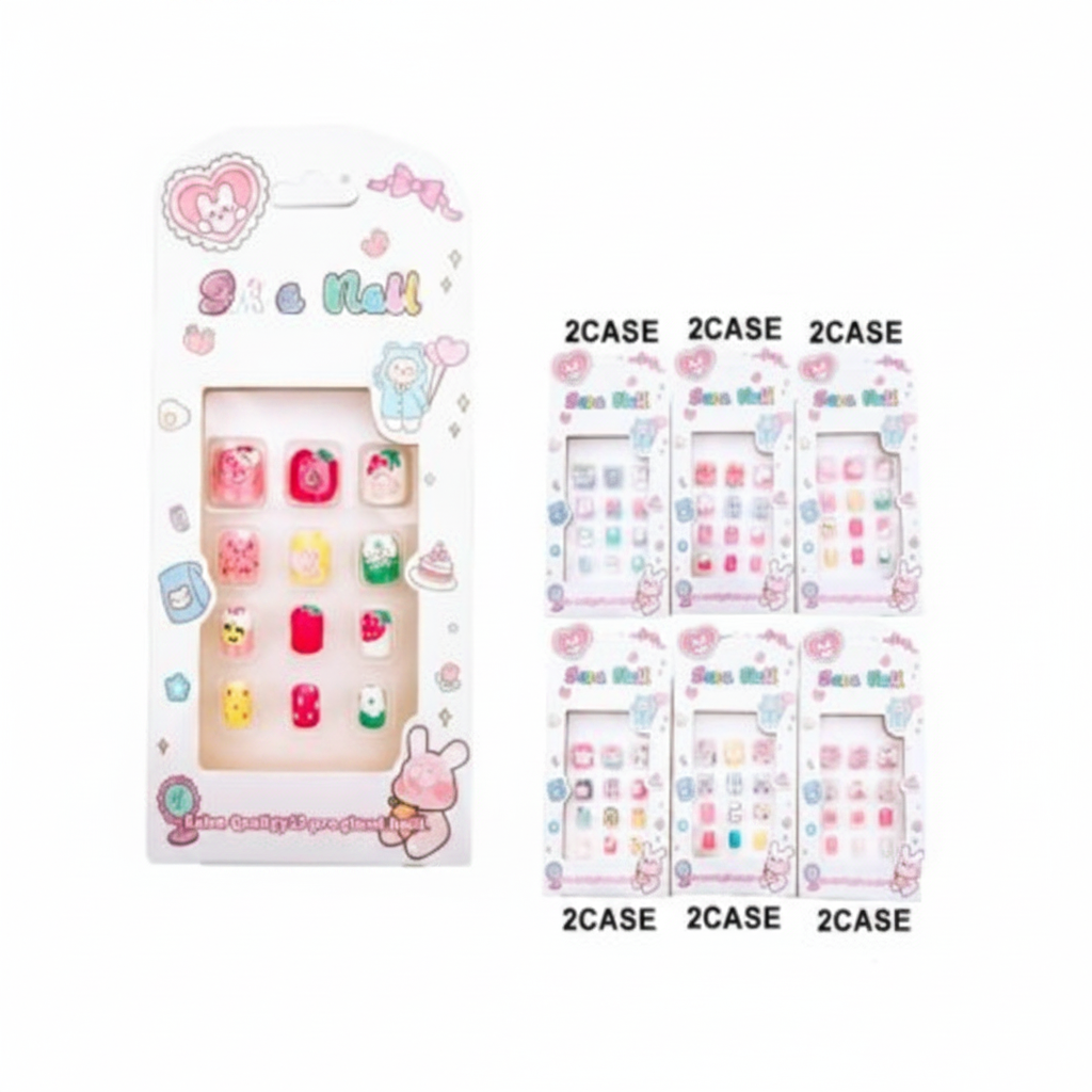 KNA-17181 - Kids Press-on Nail Set Assorted Colors (12PCS)