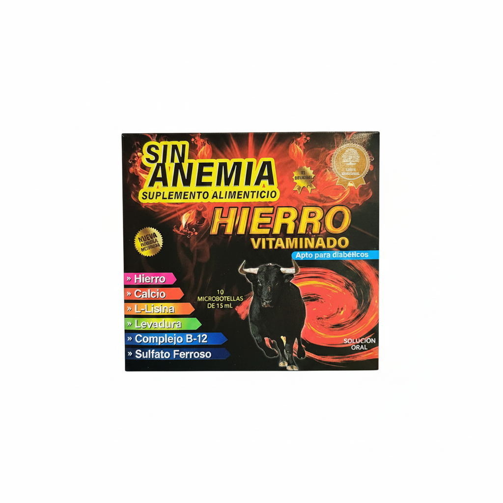 Ampolletas Bebibles Suplemento Alimenticio "Sin Anemia Hierro Vitaminado" 15ML