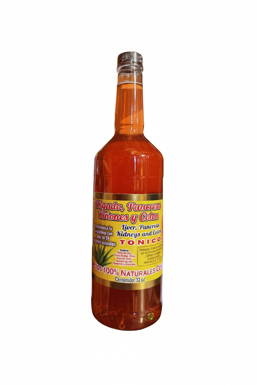 Tonico Higado, Pancreas, Riñones Y Colon 100% Naturales 32oz