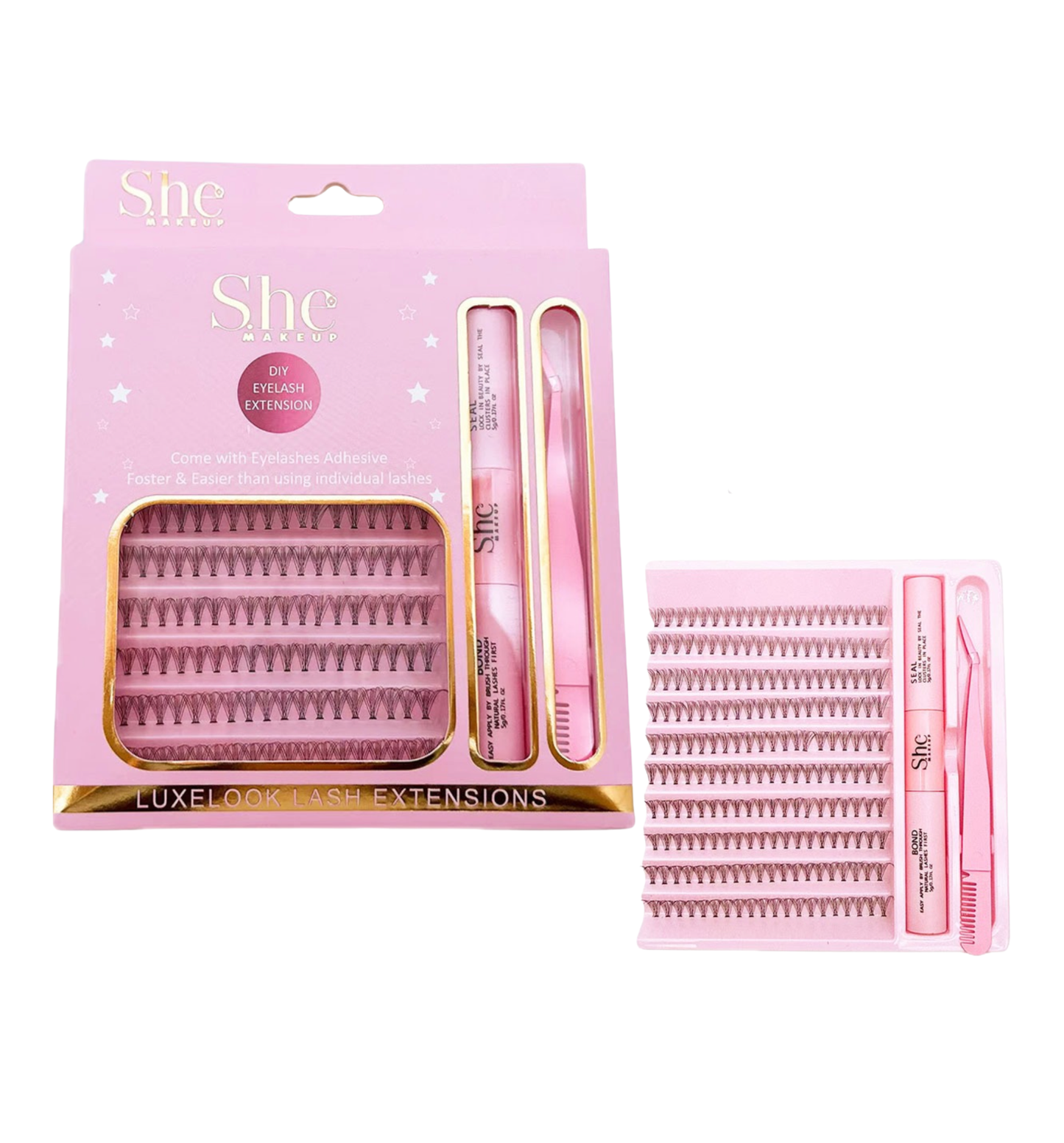 SEY-917 She Makeup Eyelash Extensions With Bond & Seal Eyelash Applicator (3PCS SET)