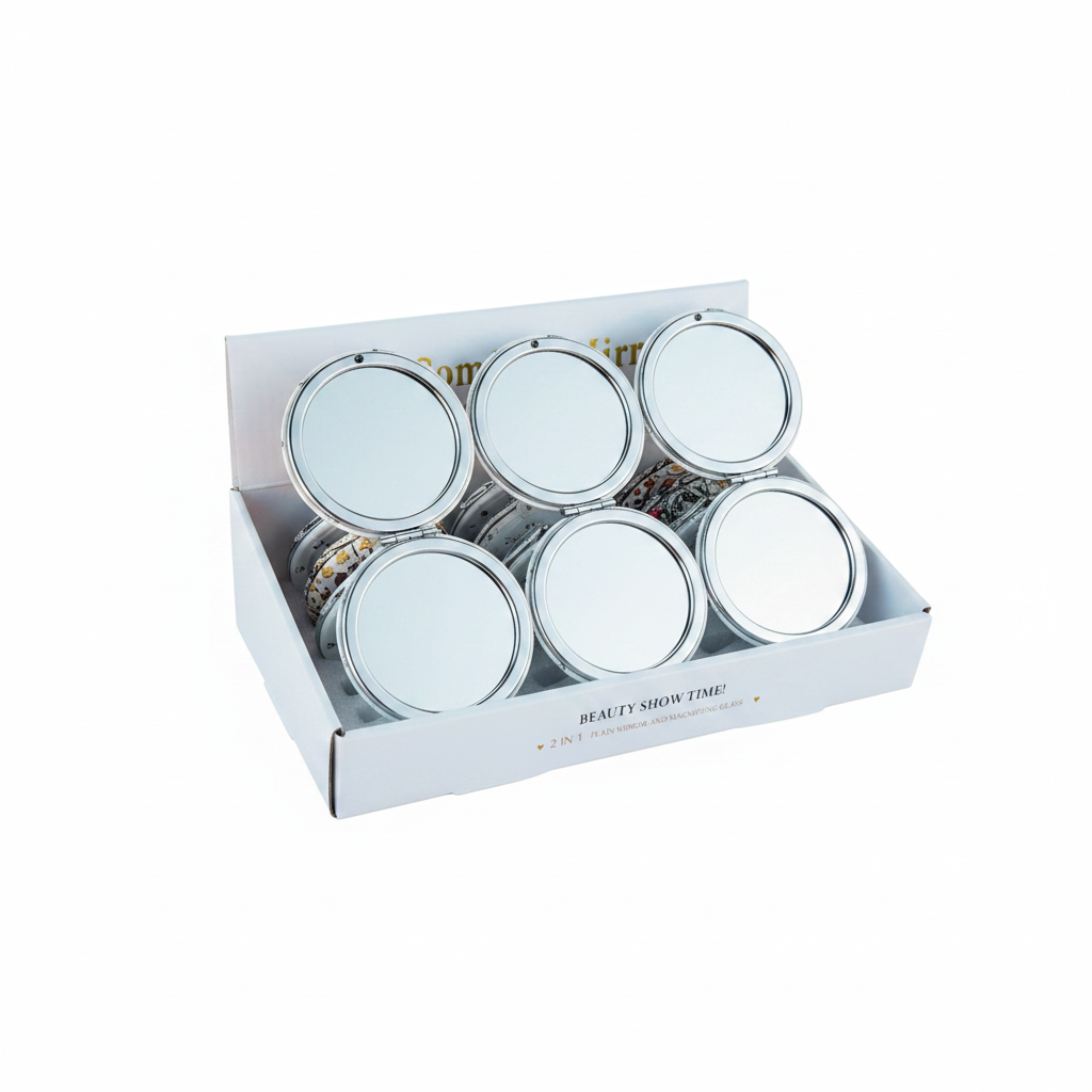 Cosmetic Mirror Classics Fashion 2-in-1 folding compact pocket mirrors "MAKEUP"