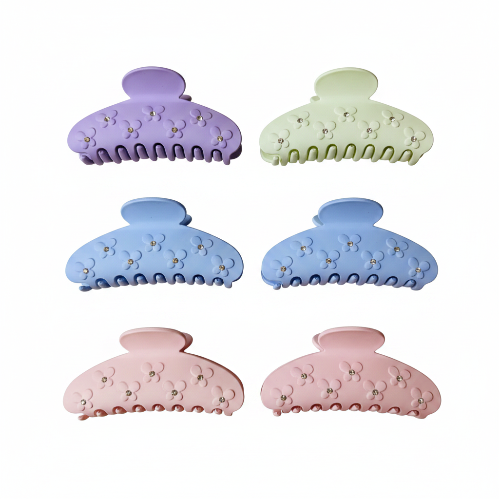 KCL-17270 Flower and rhinestone hair clips