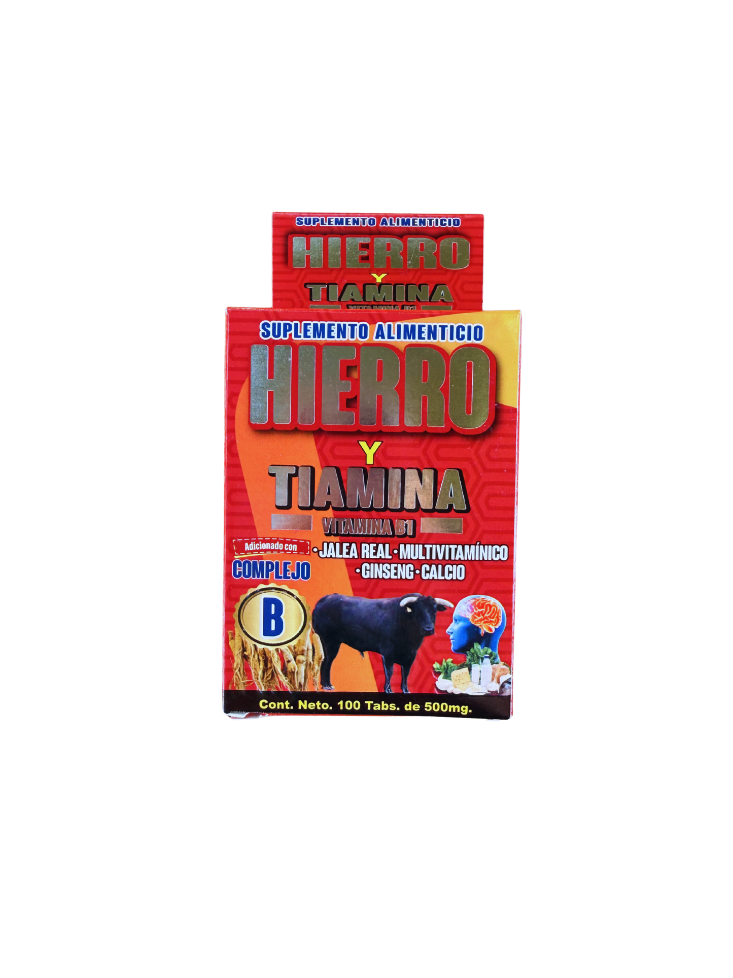 Suplemento Alimenticio Hierro Y Tiamina Vitamina B1 (100Tabs/500MG)