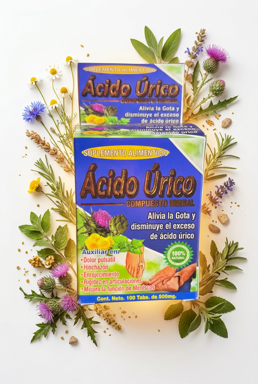 Suplemento Alimenticio "Acido Urico Compuesto Herbal" 100 Tabletas De 5OOMG