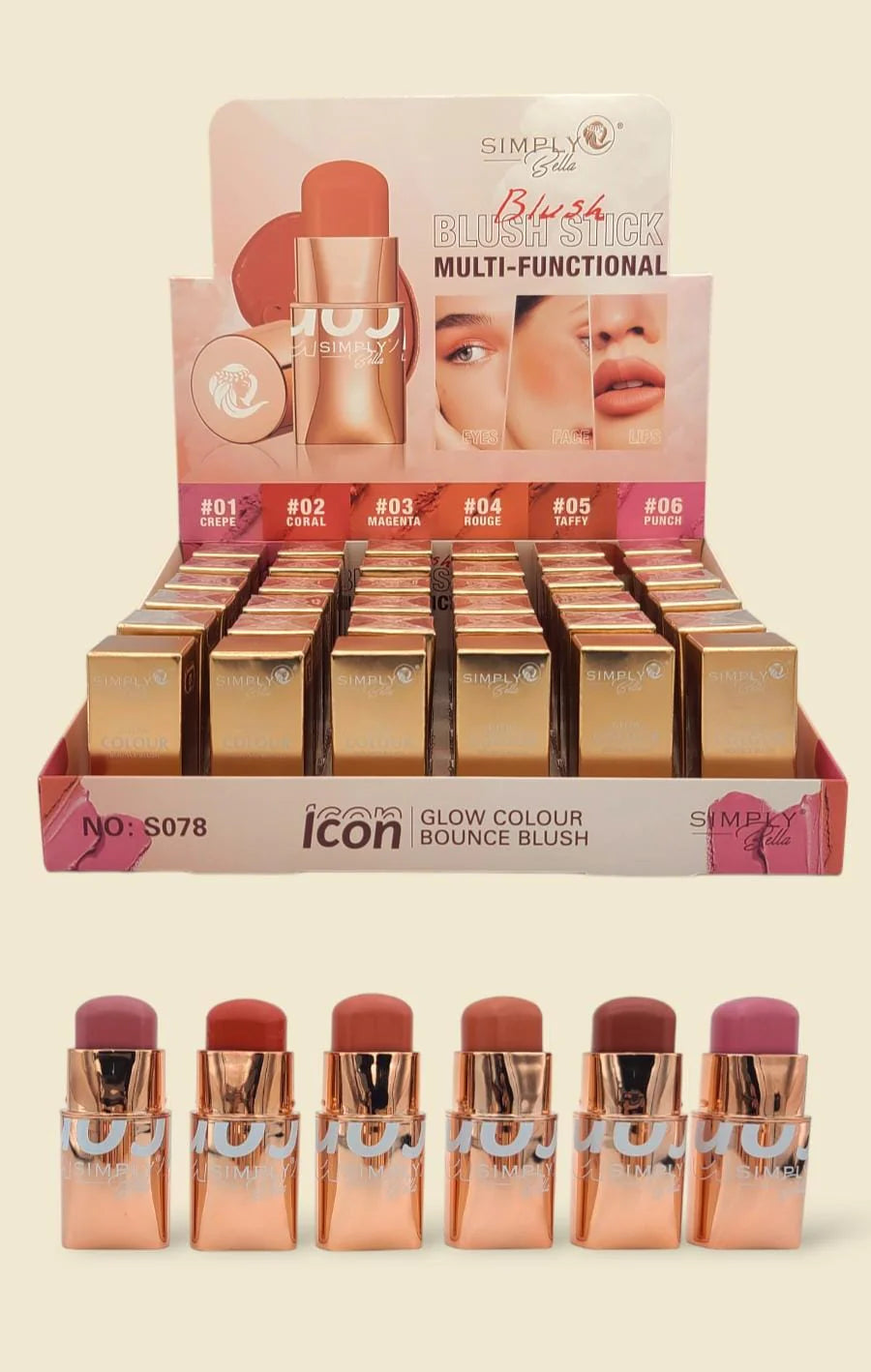 S078 Simply Bella Icon Blush Stick 6PCS SET