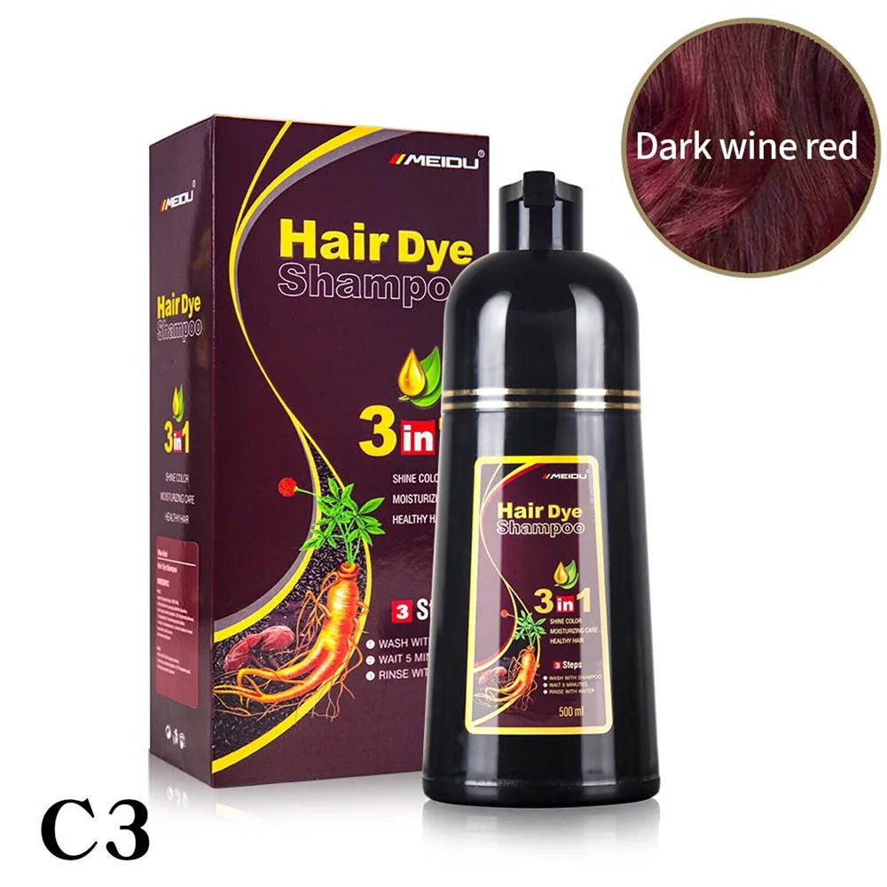 MEIDU Hair Dye Shampoo 3-in-1 Color Shampoo for Men & Women Cont. 500ml - Dark Wine Red