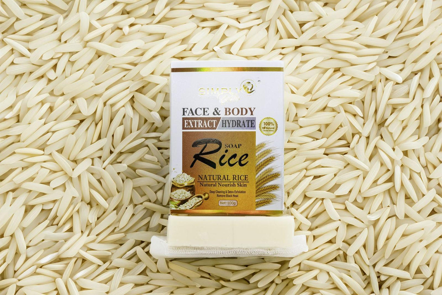SIM003 Simply Bella Sponge Rice Deep Cleaning & Exfoliating Soap Jabón De Arroz.