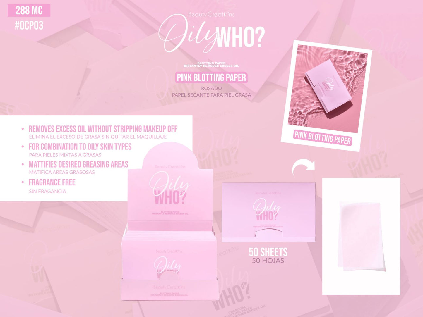 Beauty Creations Oily Who? - Pink Blotting Paper 3pc Bundle