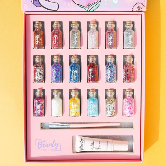 Fairy Dust 18 Colors Loose Glitter Set With Primer and Brush