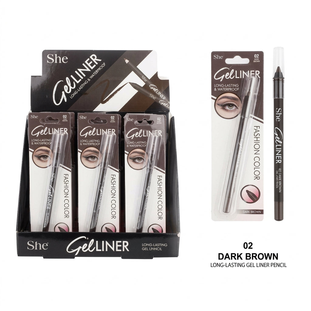 Dark Brown Gel Eyeliner Waterproof 24PC Display