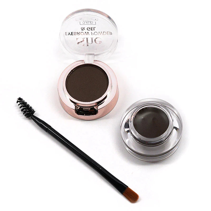 SHM-EG 116 DBR - She Dark Brown Eyebrow Powder & Gel 4pc Set